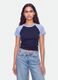Blue stretch cotton crew-neck T-shirt with contrast sleeves_1