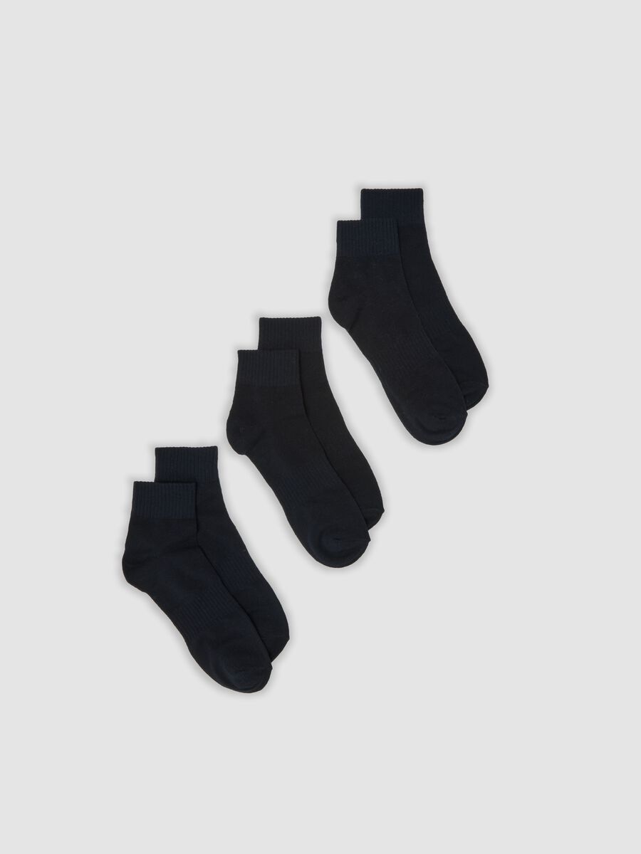 3-pack of blue organic cotton ankle sports socks_0