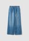 Blue pure cotton wide-leg denim jeans_4