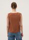Brown pure cotton V-neck blouse, regular fit_3