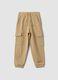 Beige cotton-blend cargo joggers for boys_0