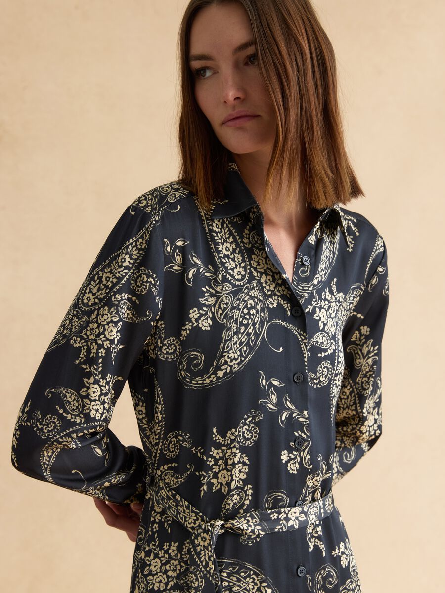 Multicolour viscose blend shirt dress regular fit with floral pattern_1