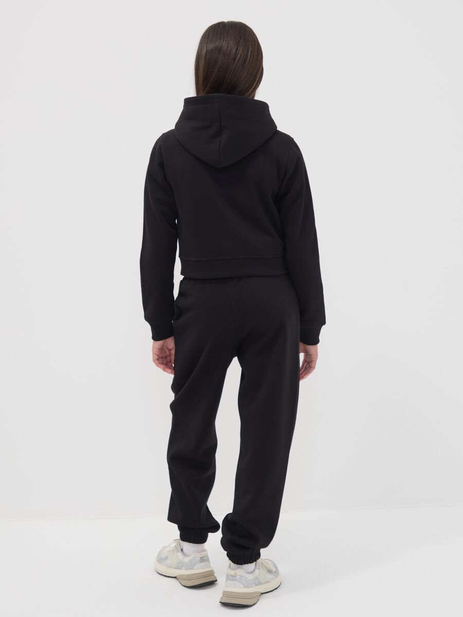Black cotton-blend girls&rsquo; joggers, regular fit_1