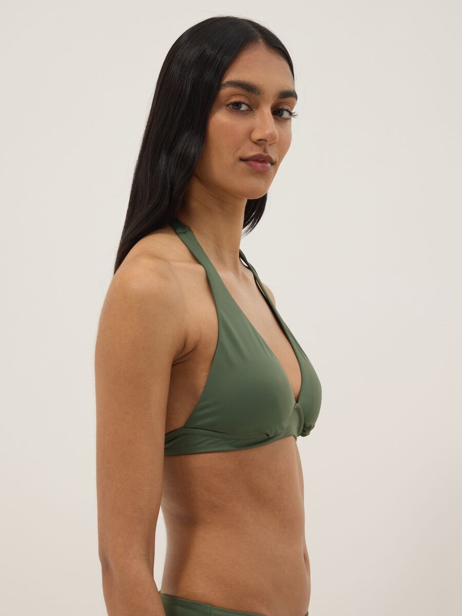 Green stretch triangle bikini top_3