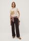 Beige pure cotton crew-neck T-shirt with floral print, regular fit_1