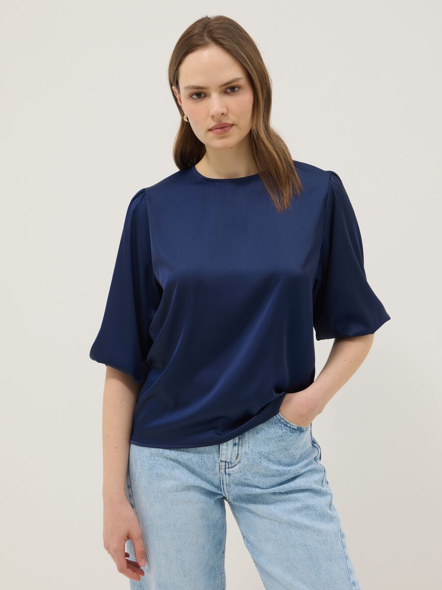Maglia blu a maniche ampie regular fit_0