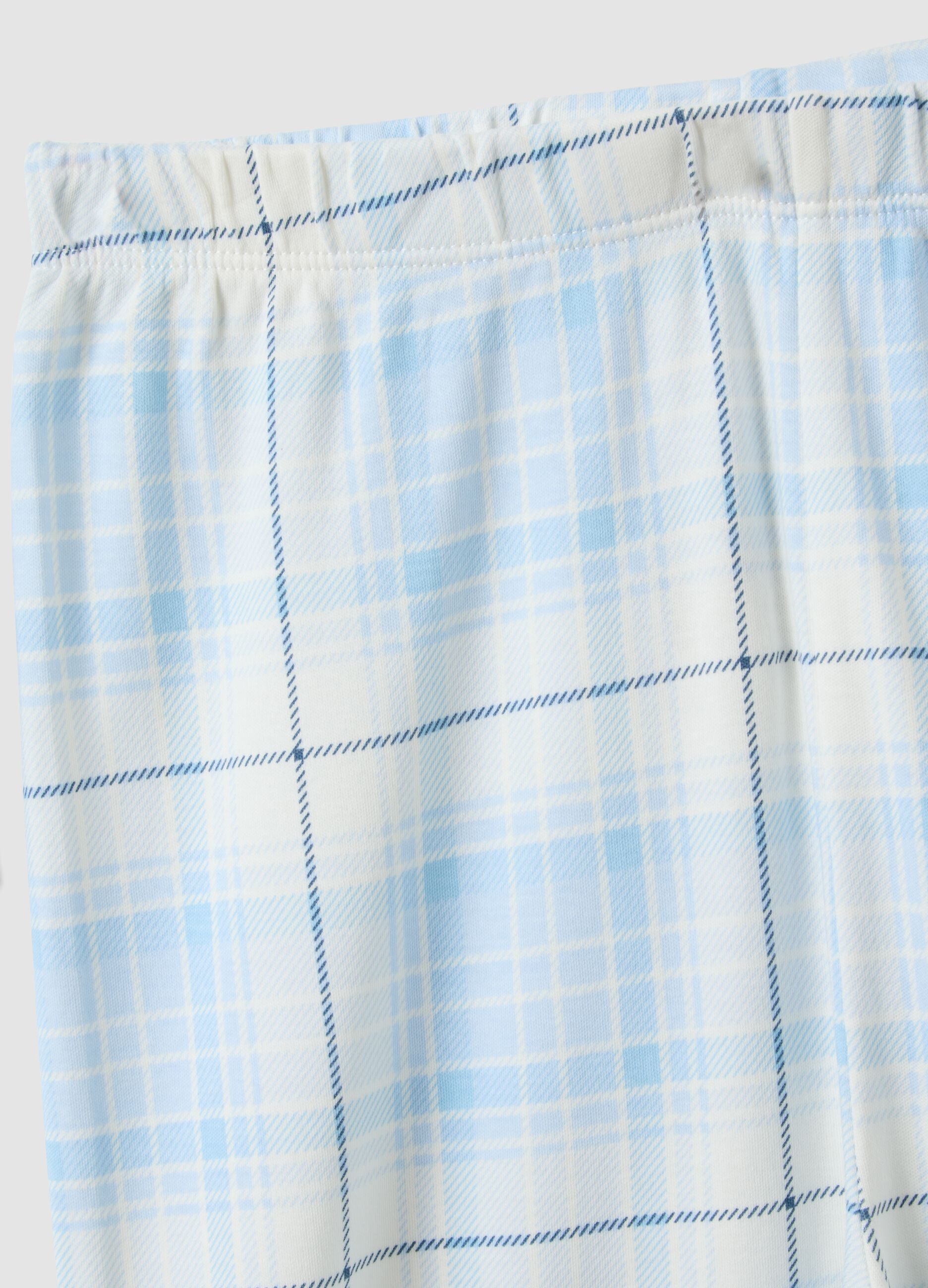 Blue pure organic cotton pyjamas with teddy bear for girls