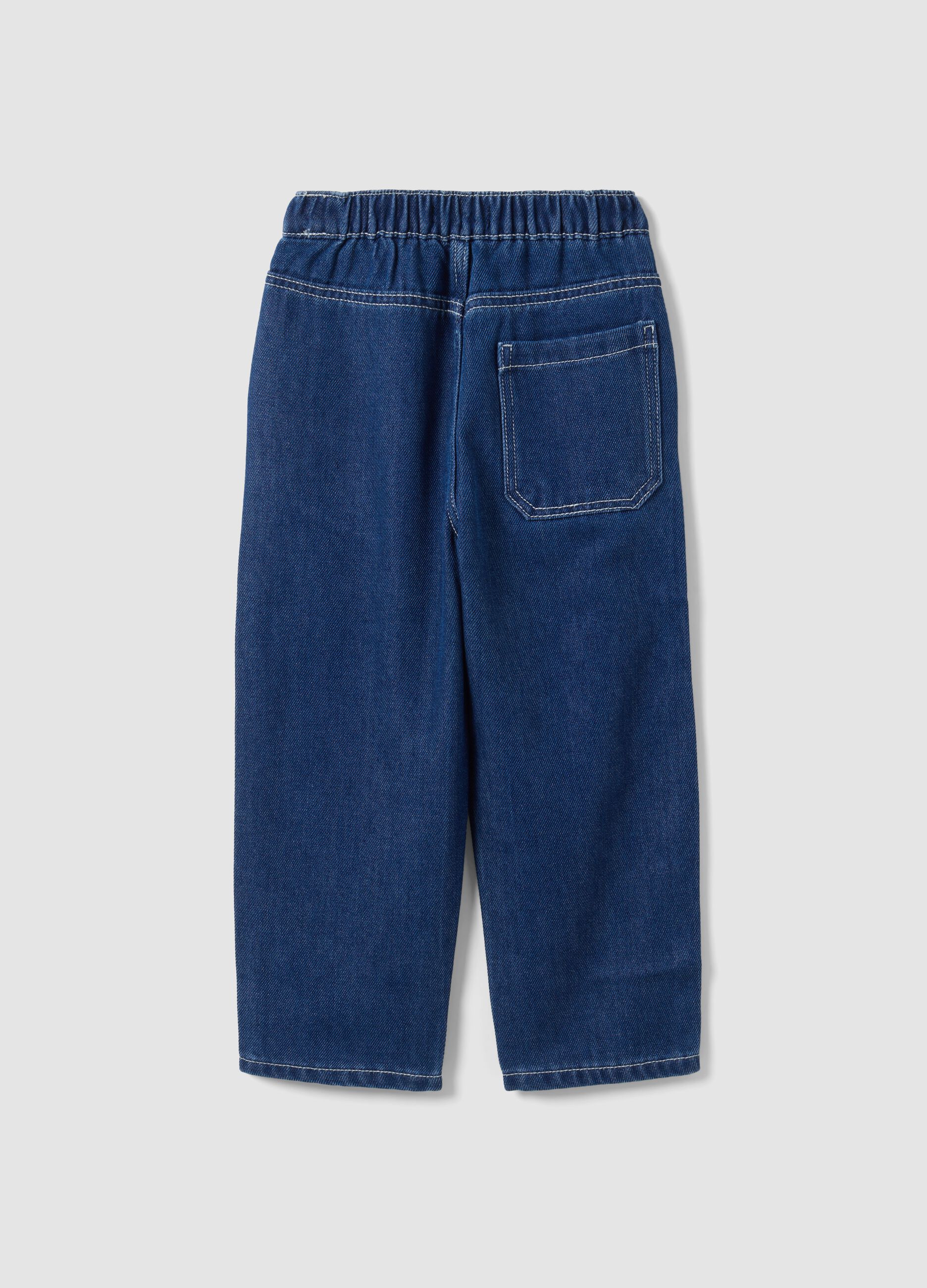 Blue cotton and viscose blend joggers with elasticated waistband for boys