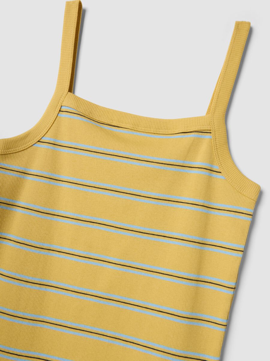 Yellow striped pure cotton regular-fit tank top_6