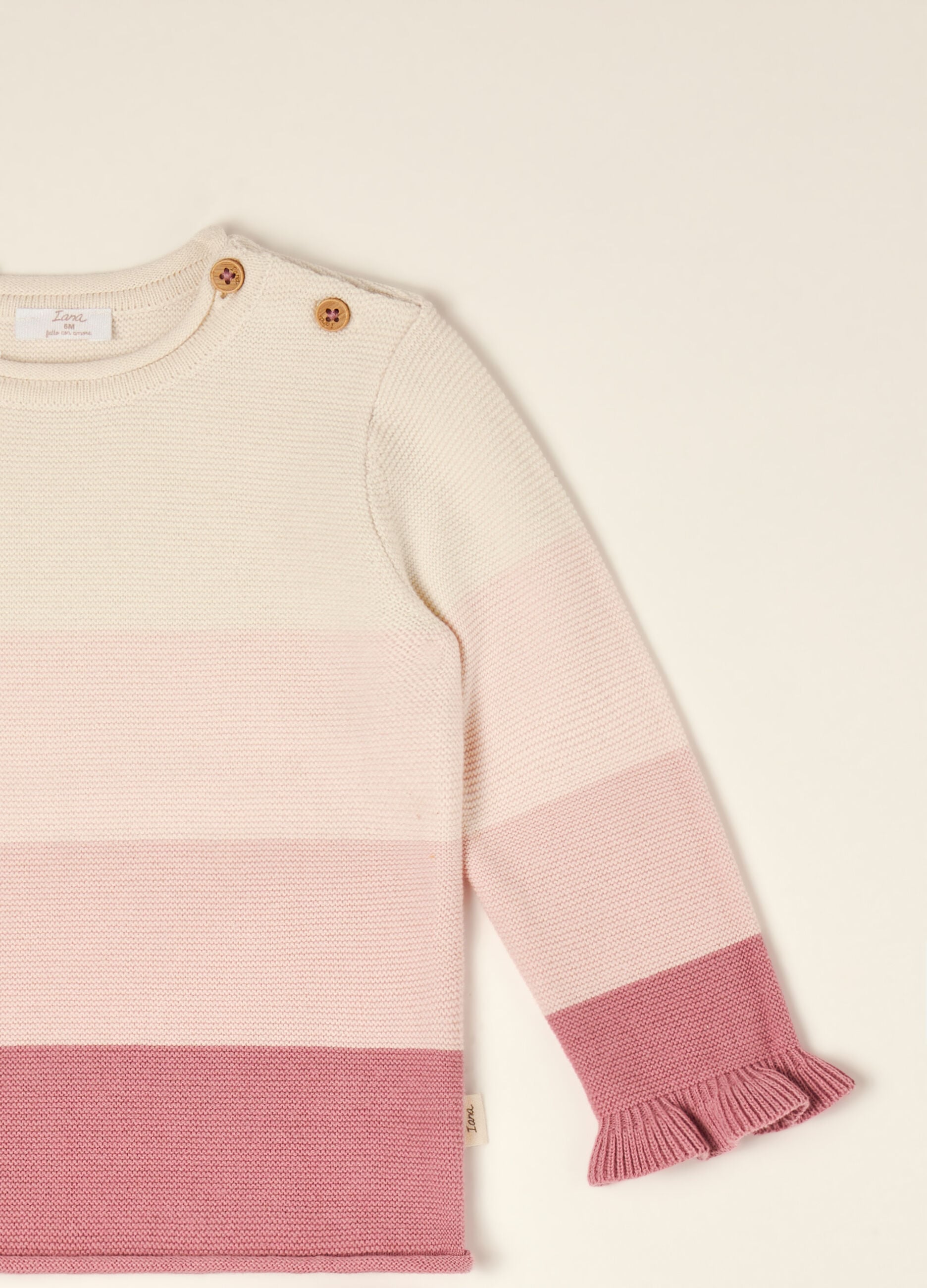 Pink pure cotton knit set with top and trousers