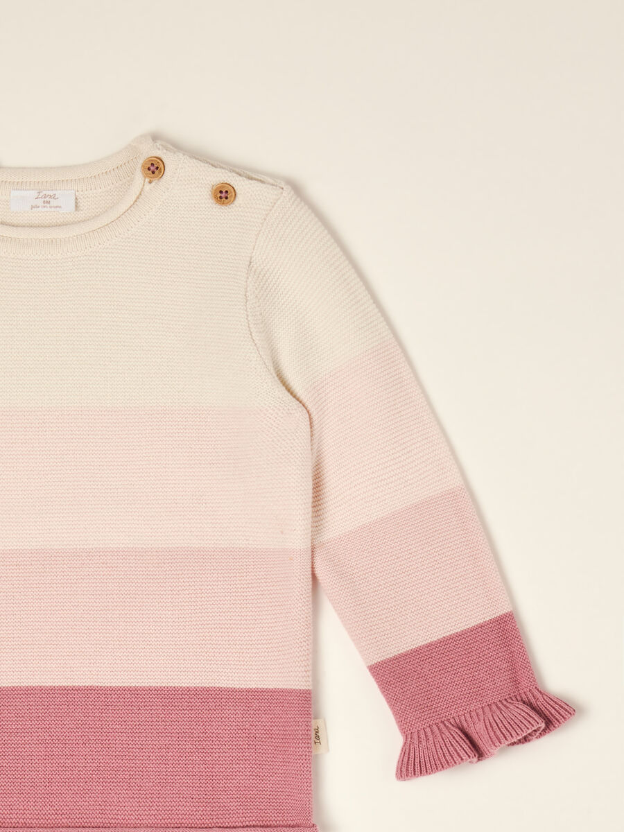 Pink pure cotton knit set with top and trousers_1