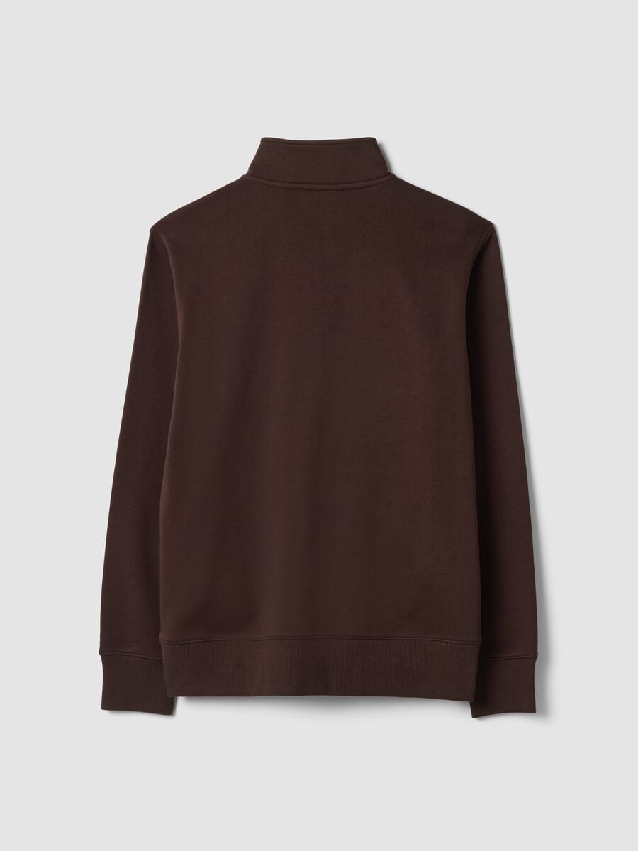 Brown cotton-blend half-zip crew-neck_6