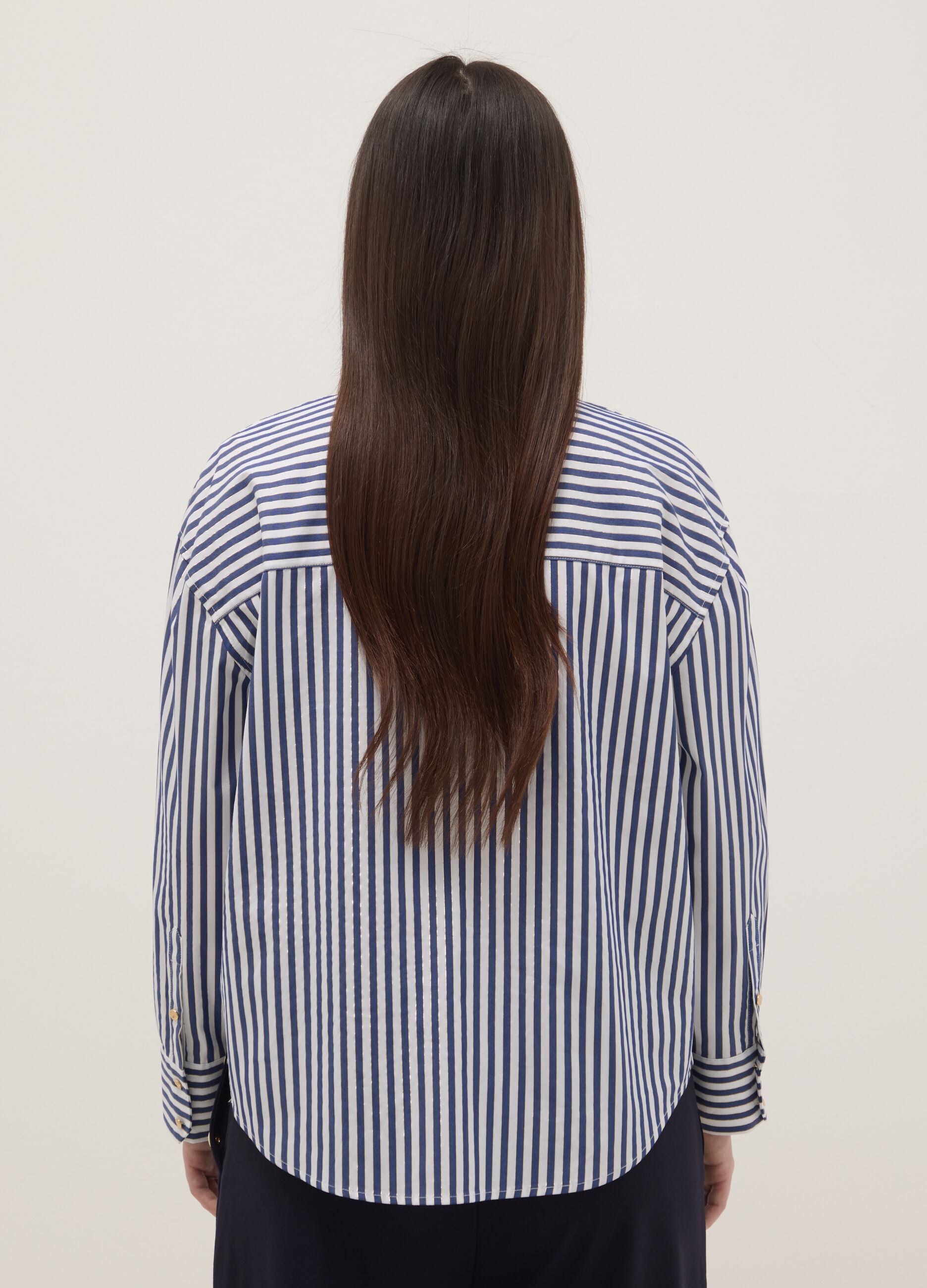 Multicoloured stripe cotton blend shirt regular fit with buttons