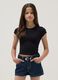 Girls&rsquo; black fitted stretch-cotton T-shirt_0