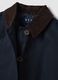 Blue pure cotton jacket with contrast collar, regular fit_5