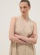 Beige midi dress in pure cotton with V-neck_2