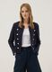 Blue cropped stretch cotton jacket with decorative buttons, regular fit_2
