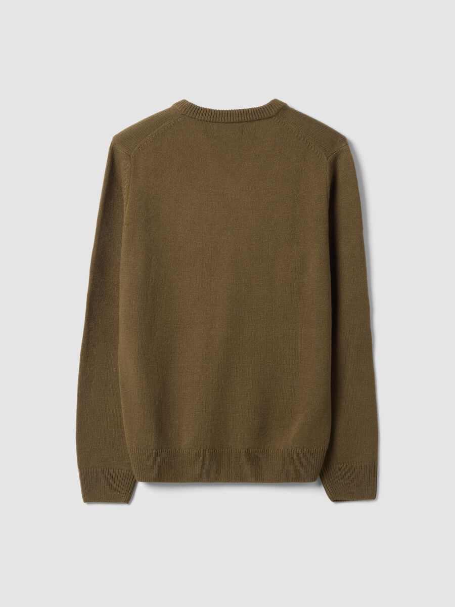Olive green V-neck regular fit jumper_2