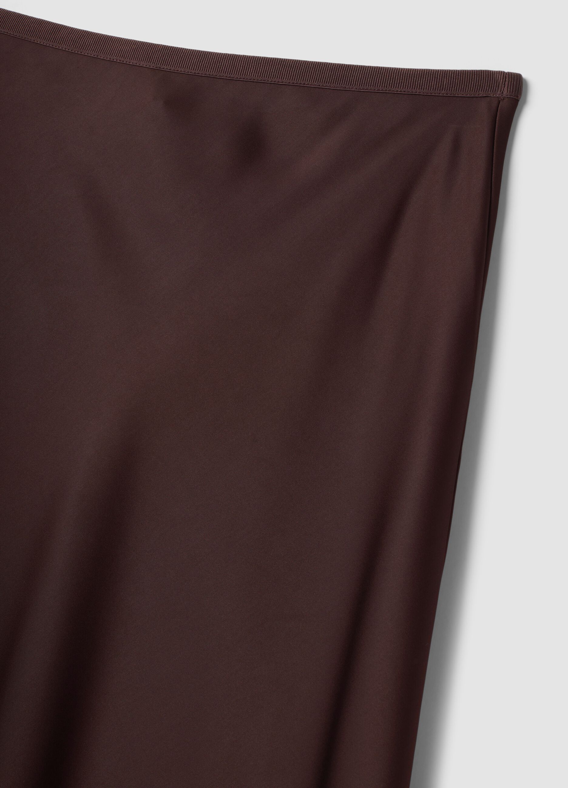 Brown satin maxi skirt with elasticated waistband