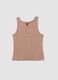 Beige ribbed cotton and viscose blend henley vest top_4