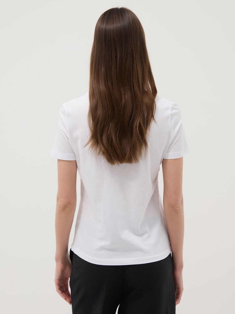 Regular fit white pure cotton T-shirt with print_3