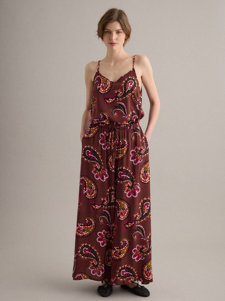 Brown pure viscose palazzo trousers_0