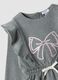 Grey cotton-blend dress with ruffles and bow for baby girl_2