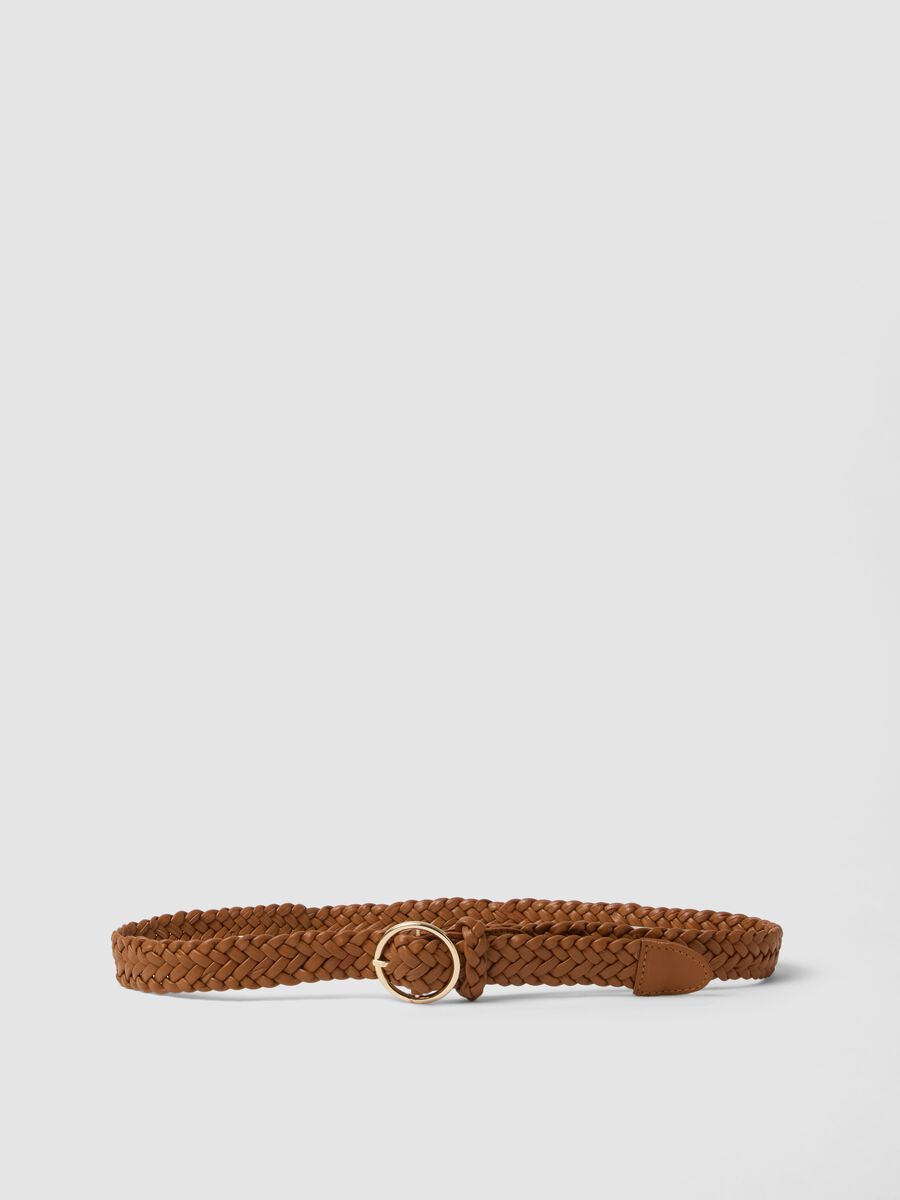 Cintura marrone intrecciata in puro goat leather_0
