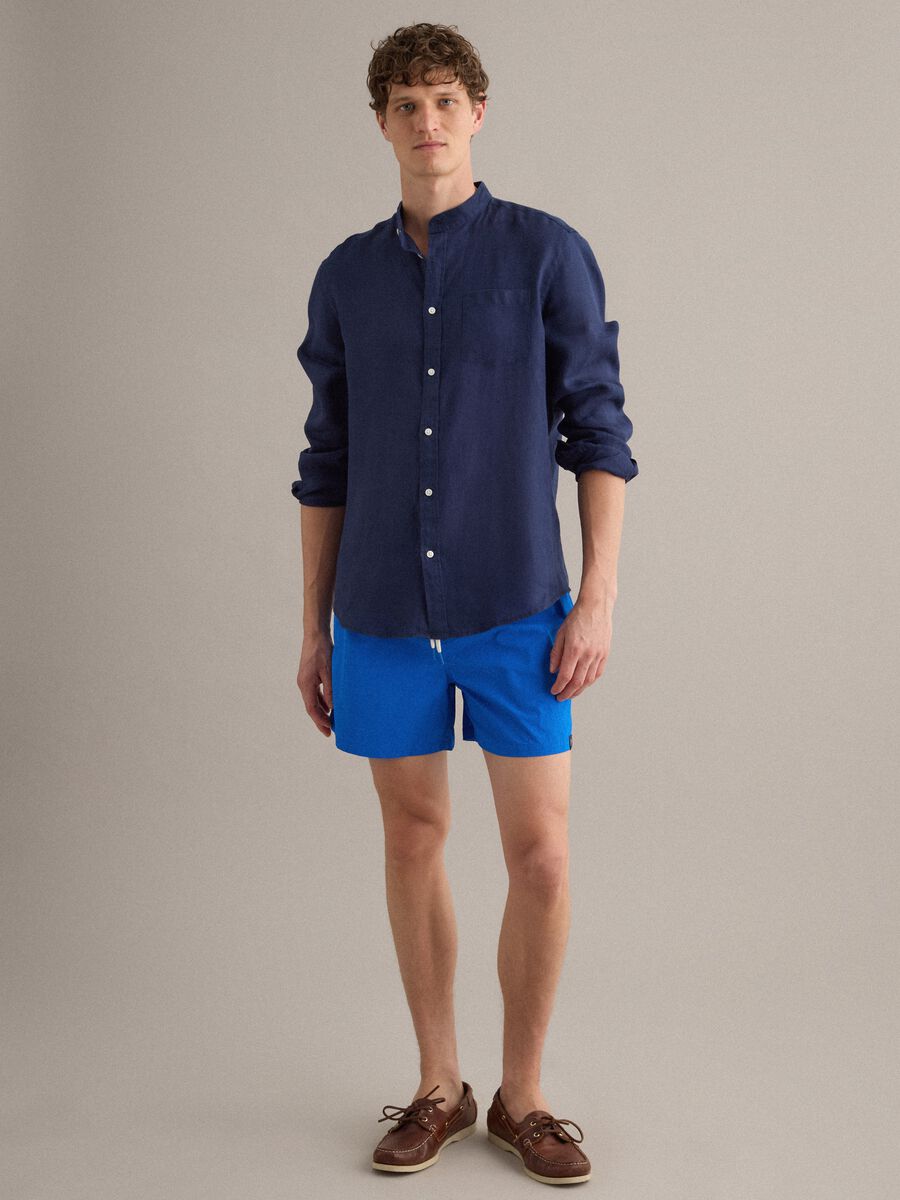 Boxer da mare blu con vita elasticizzata e coulisse_3