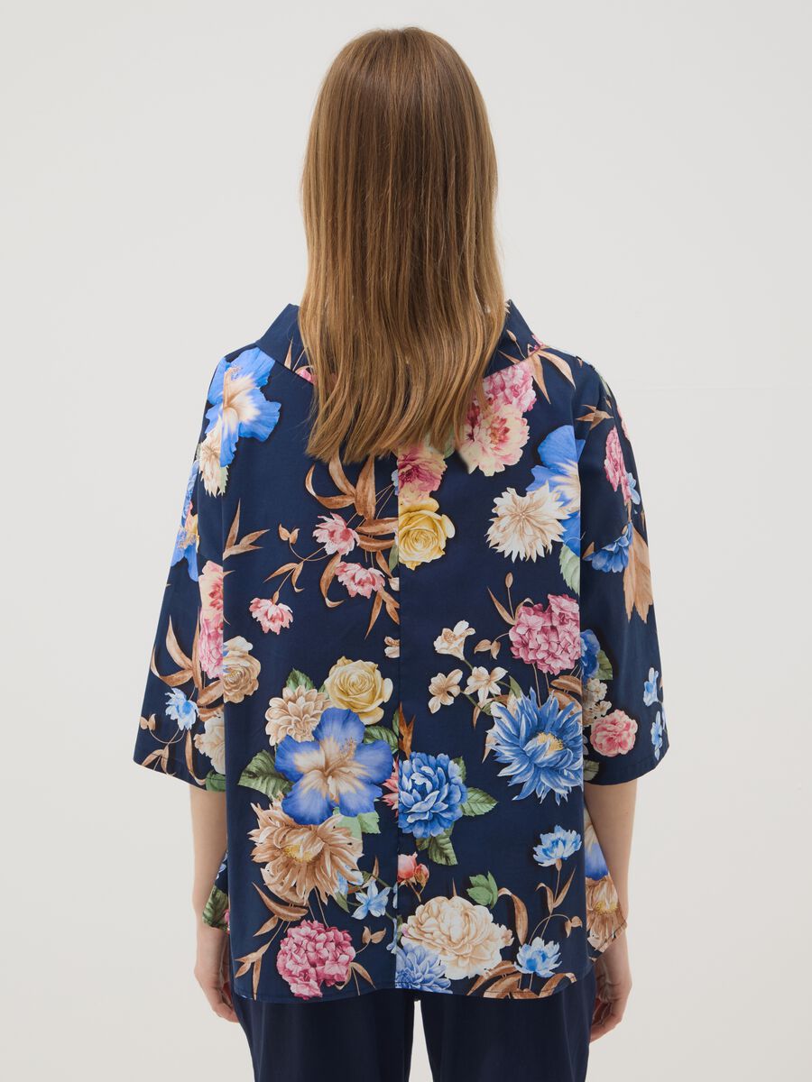 Blue floral stretch-cotton top_3