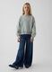 Grey cotton blend sweatshirt for girls with floral details_2