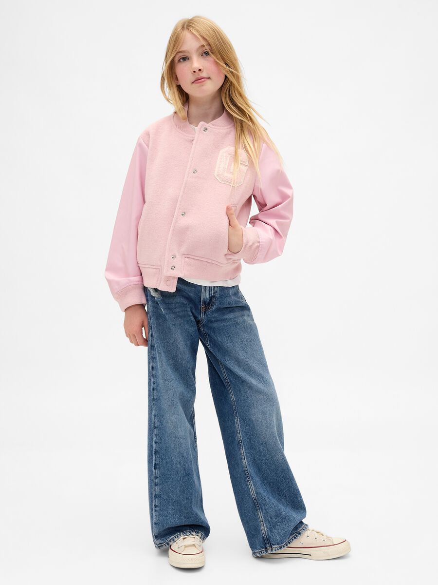Pink bomber jacket in wool blend and synthetic fibres_2