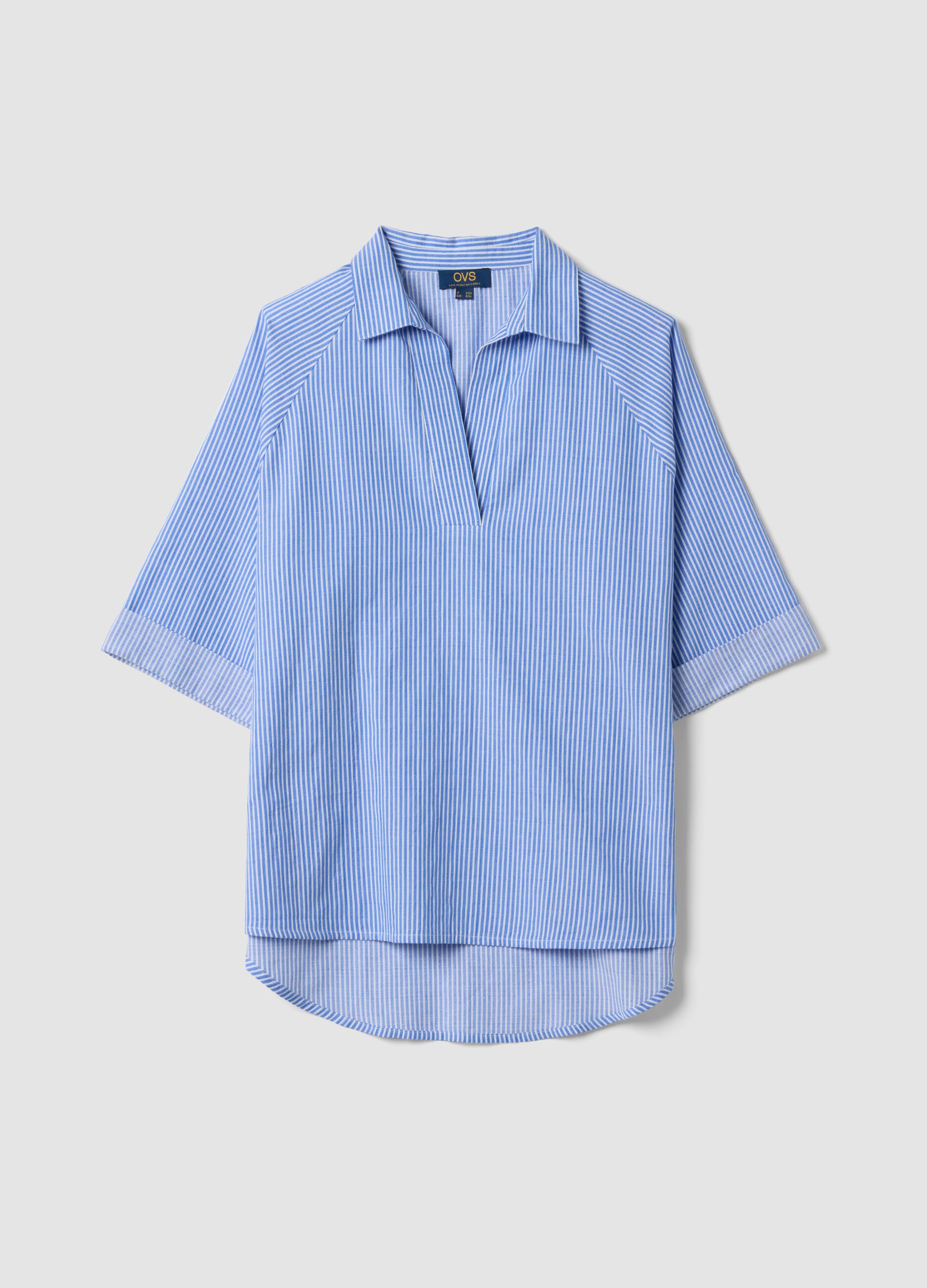 Blue striped pure cotton kaftan