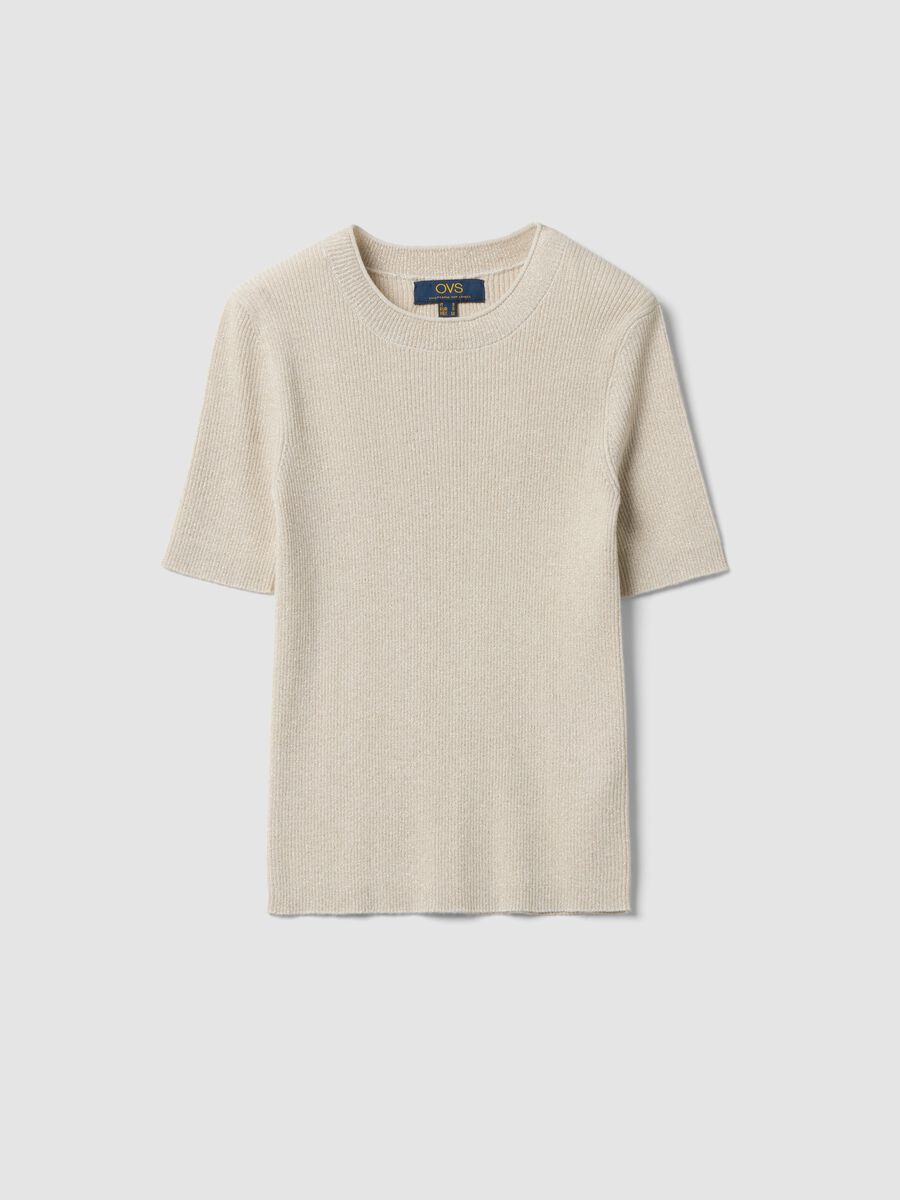 Beige fitted ribbed viscose-blend knit top_4