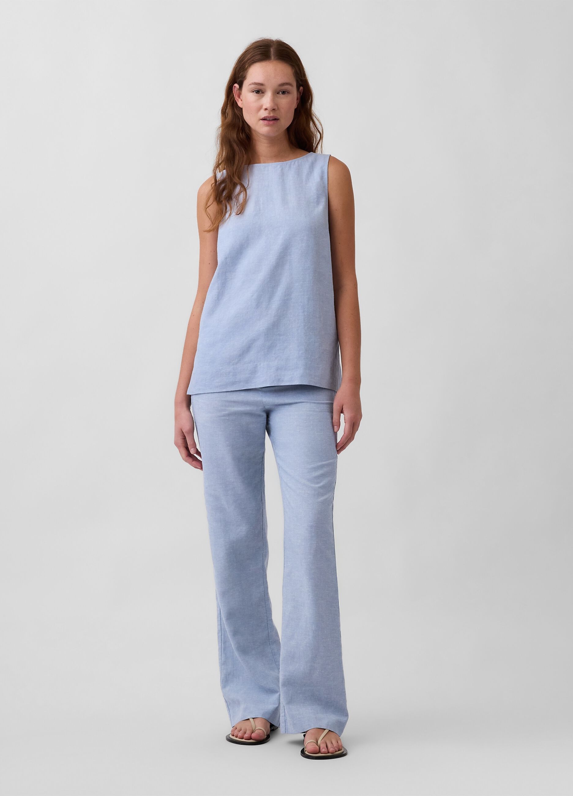 Sleeveless linen-blend top