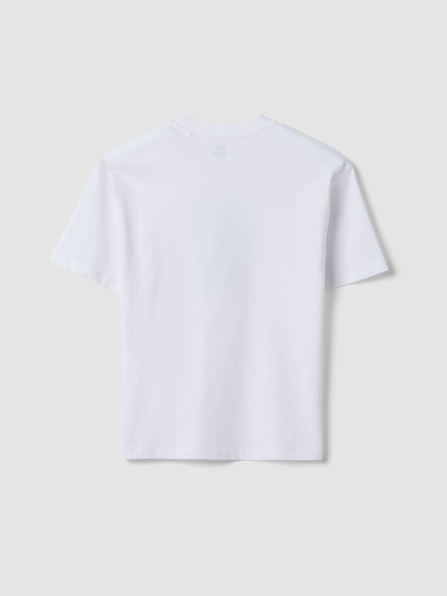 T-shirt bianca in puro cotone da ragazzo oversize fit con stampa_4