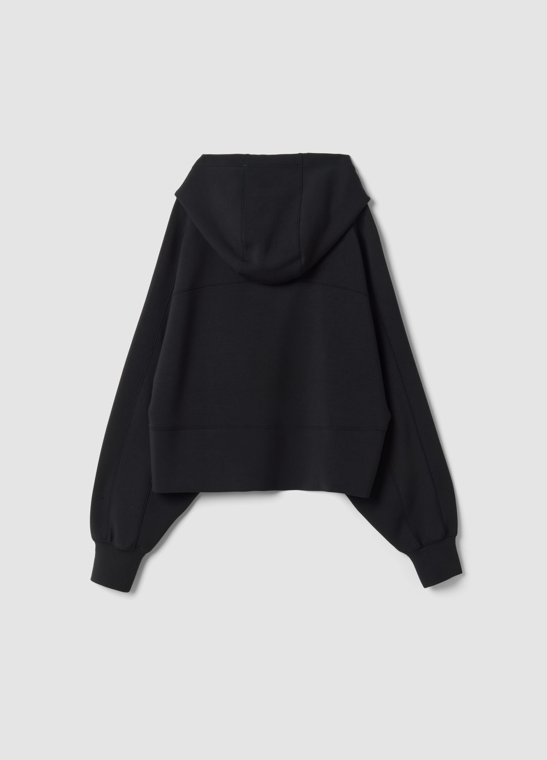 Black hooded sweatshirt in stretch viscose jersey, regular fit