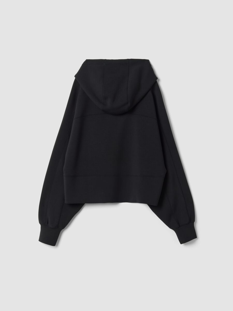 Black hooded sweatshirt in stretch viscose jersey, regular fit_6