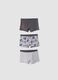 3-pack of grey midi boxer shorts in stretchy organic cotton with animal print_0