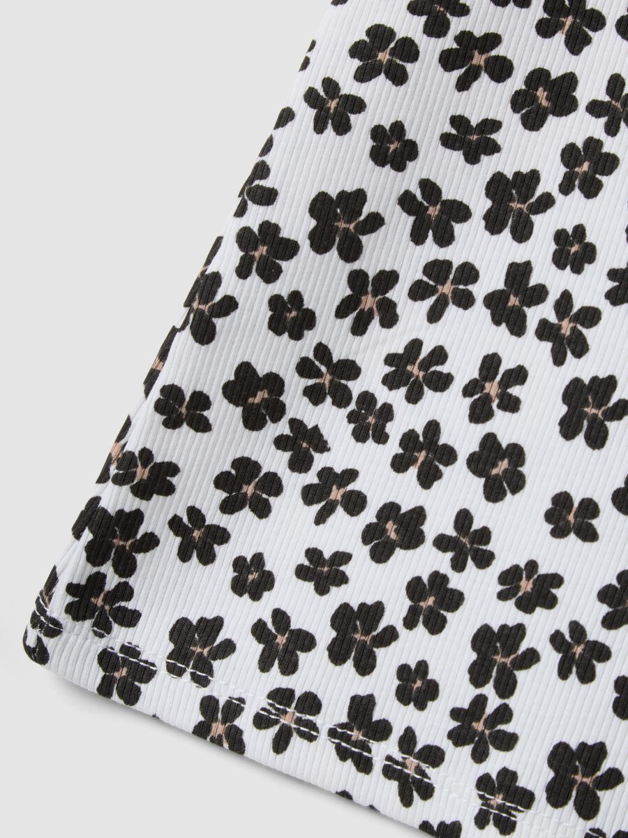 White ribbed stretch-cotton tank top with floral print_3