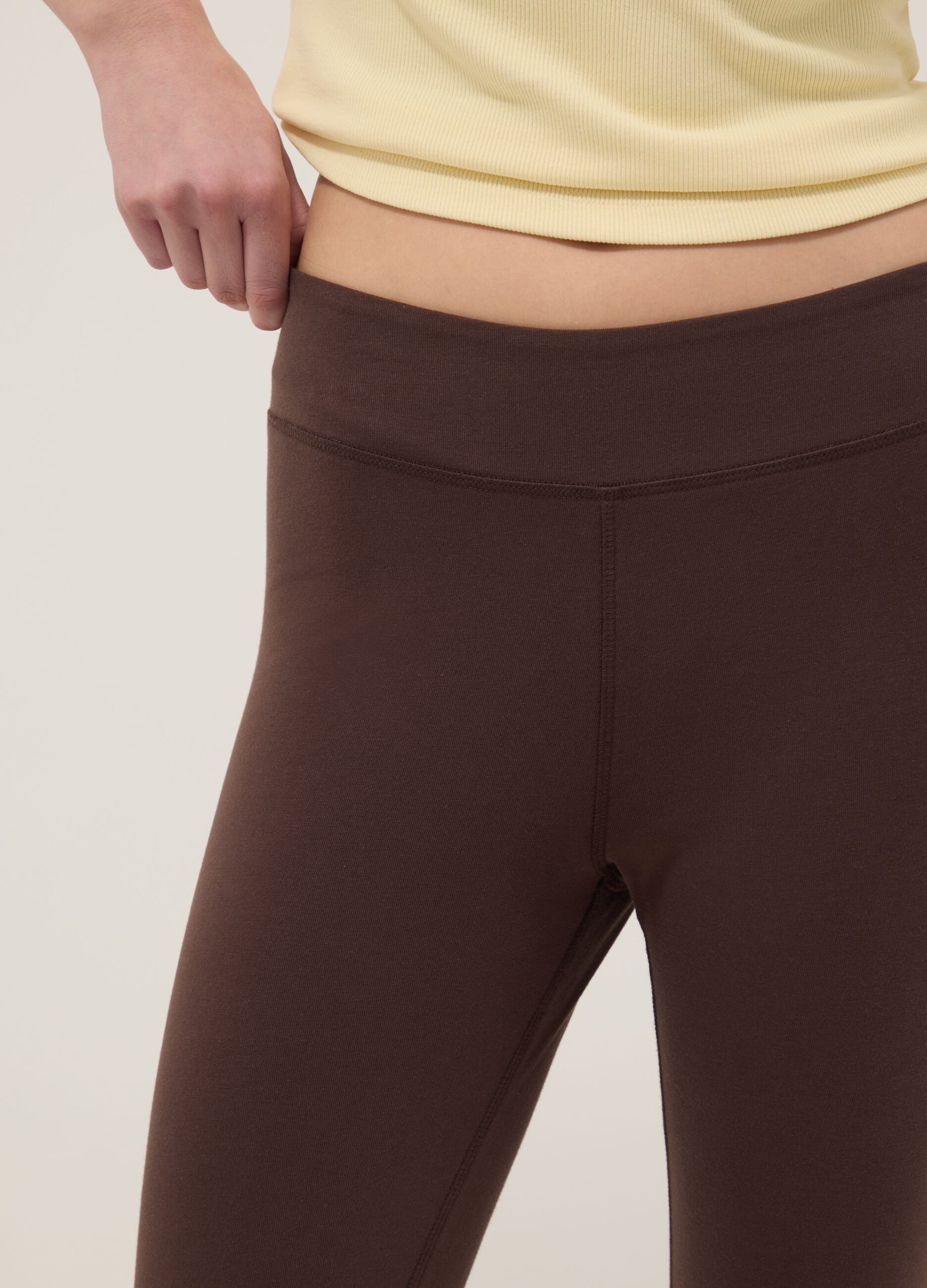 Brown skinny-fit stretch cotton leggings
