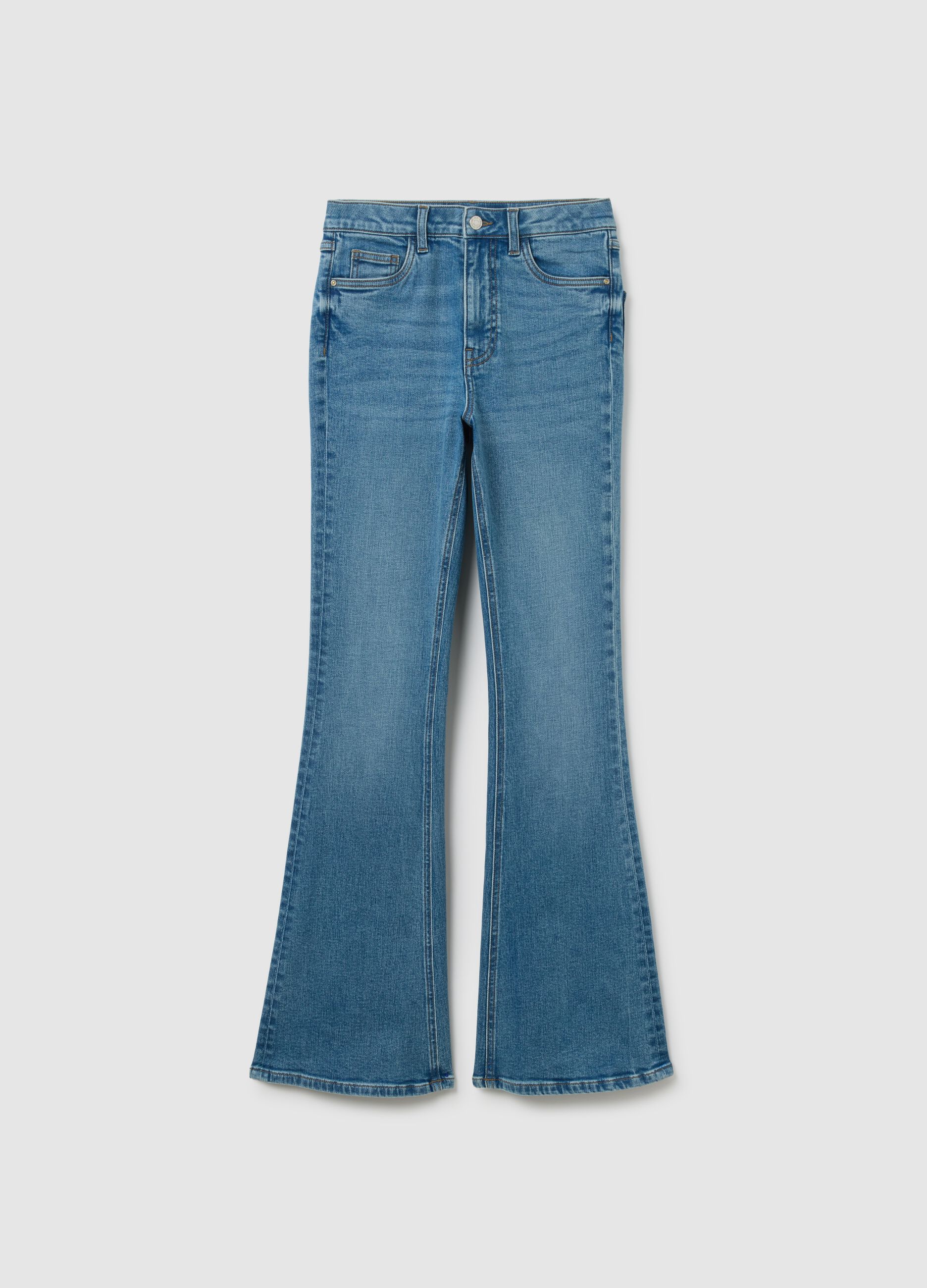 Blue Flare Jeans in Stretch Denim Cotton