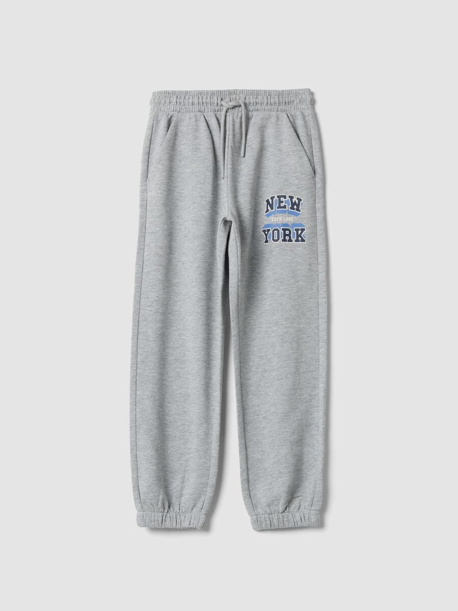 Grey cotton and viscose blend joggers_0