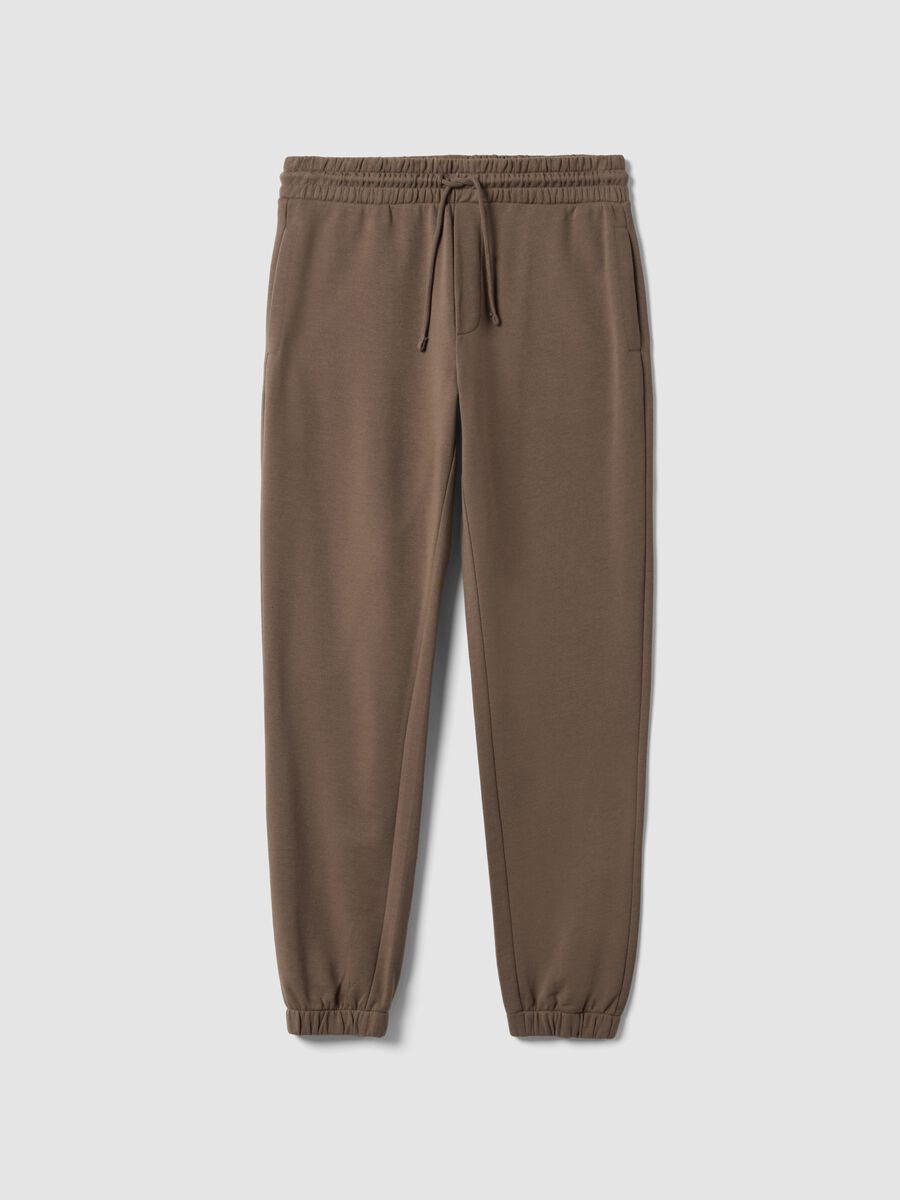 Pantaloni jogger marroni in misto cotone regular fit_0