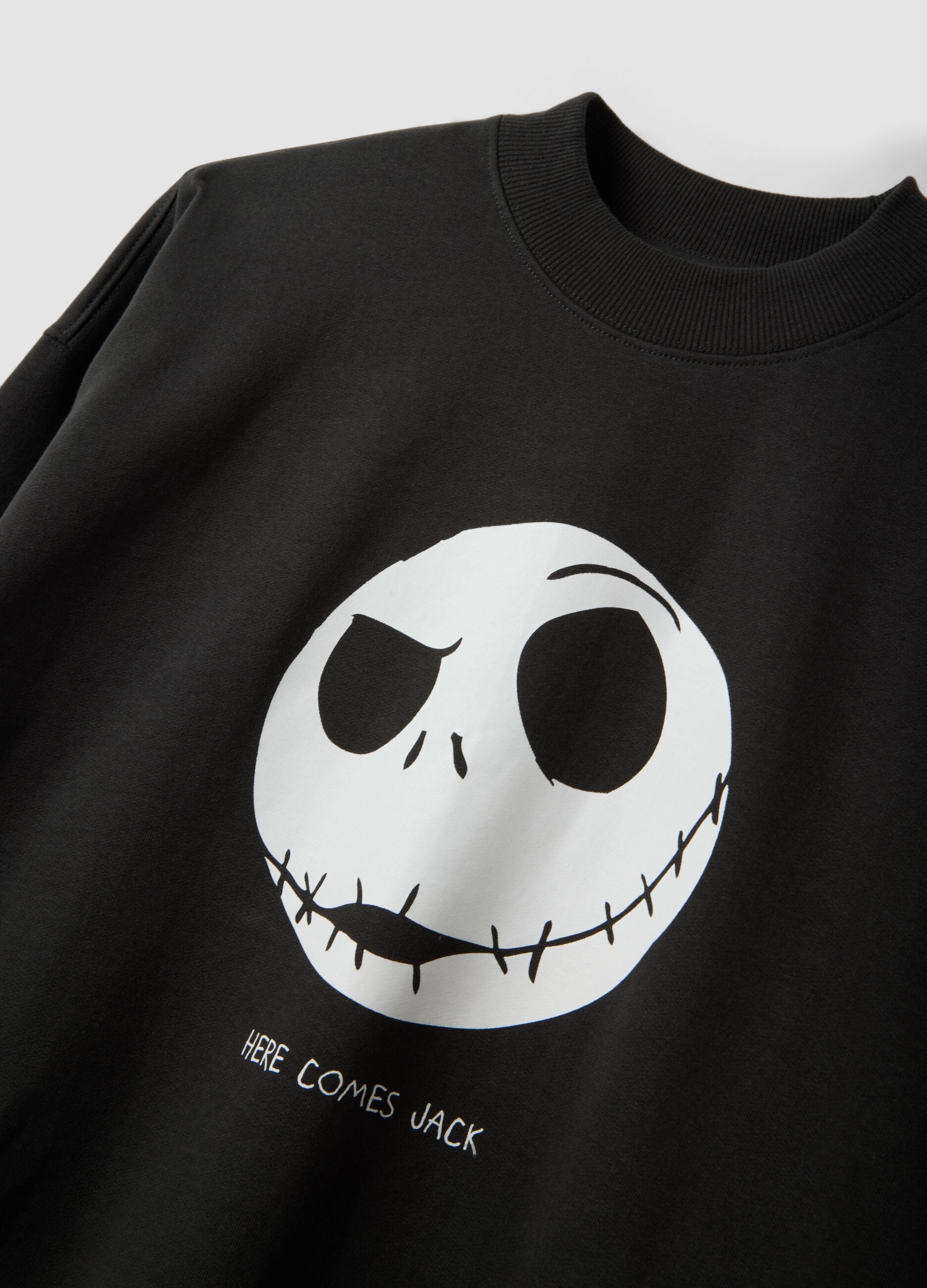 Black 100% cotton sweatshirt with The Nightmare Before Christmas print