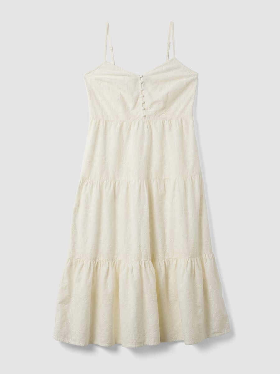 White pure cotton midi dress with embroidery_4