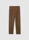 Brown slim fit elegant trousers with elastic waistband_4
