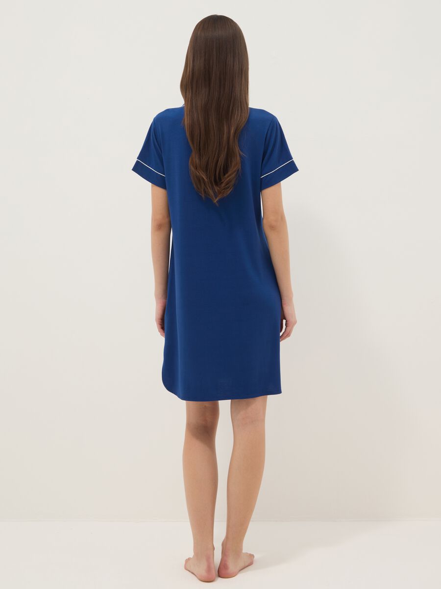Blue V-neck stretchy viscose blend nightdress_3