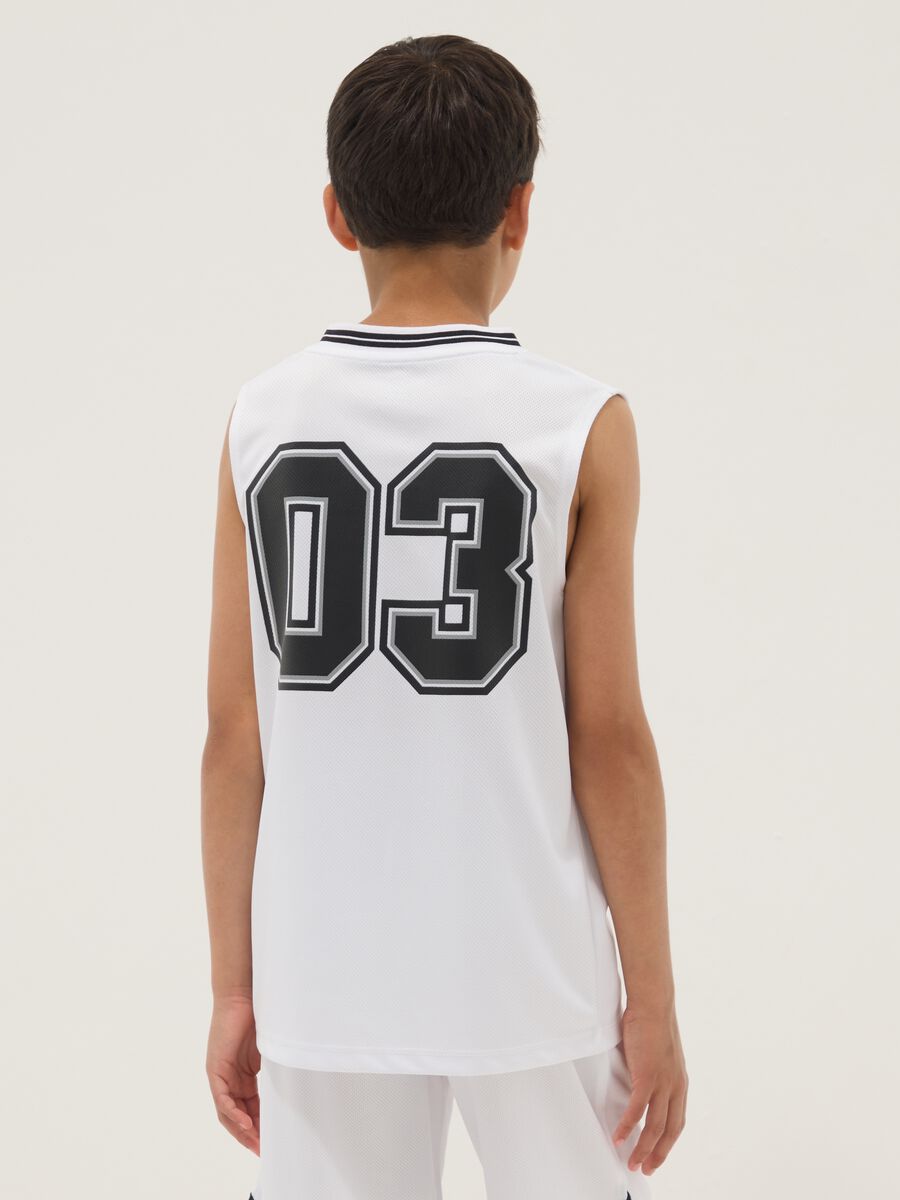 Canotta bianca sportiva da ragazzo relaxed fit con scollo a V_1