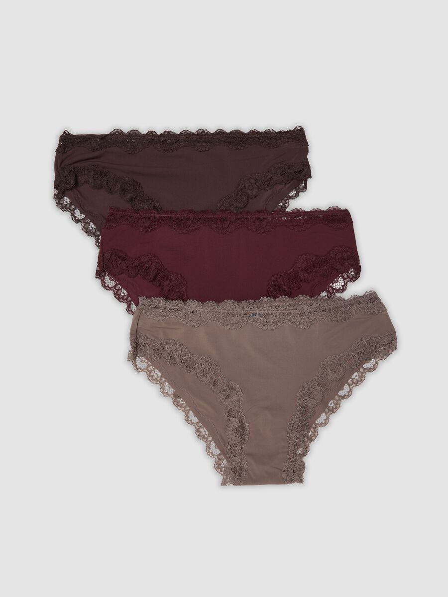 3-pack of multicolour organic cotton briefs with lace_0